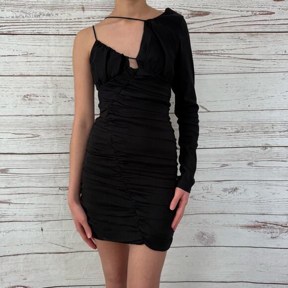 Zara Women's Black Draped Asymmetric Dress Size Extra Small - Picture 1 of 11